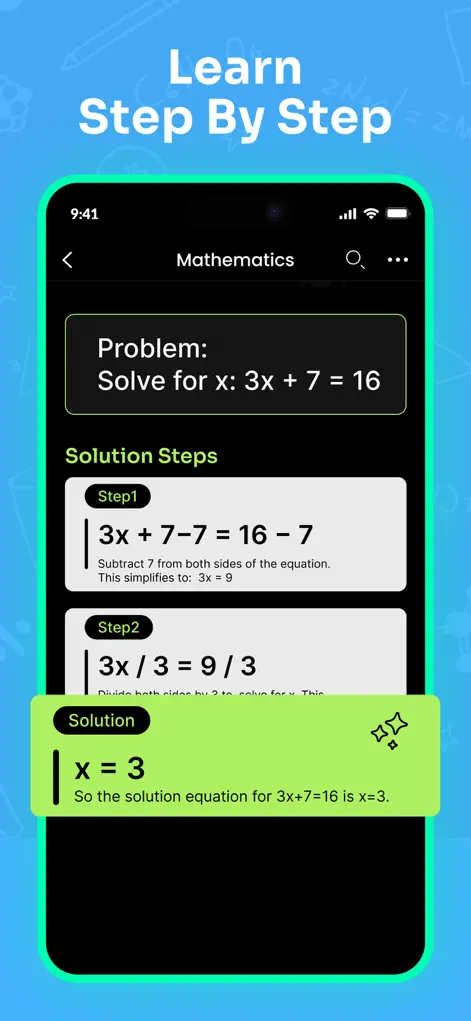 Step-by-step math solution breaking an equation into clear stages